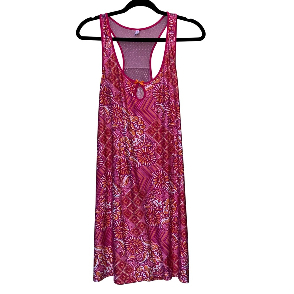 George Women's Pink Orange Floral Paisley Racerback Nightgown EUC‎